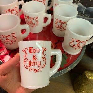 Milk glass Tom and Jerry vintage mugs